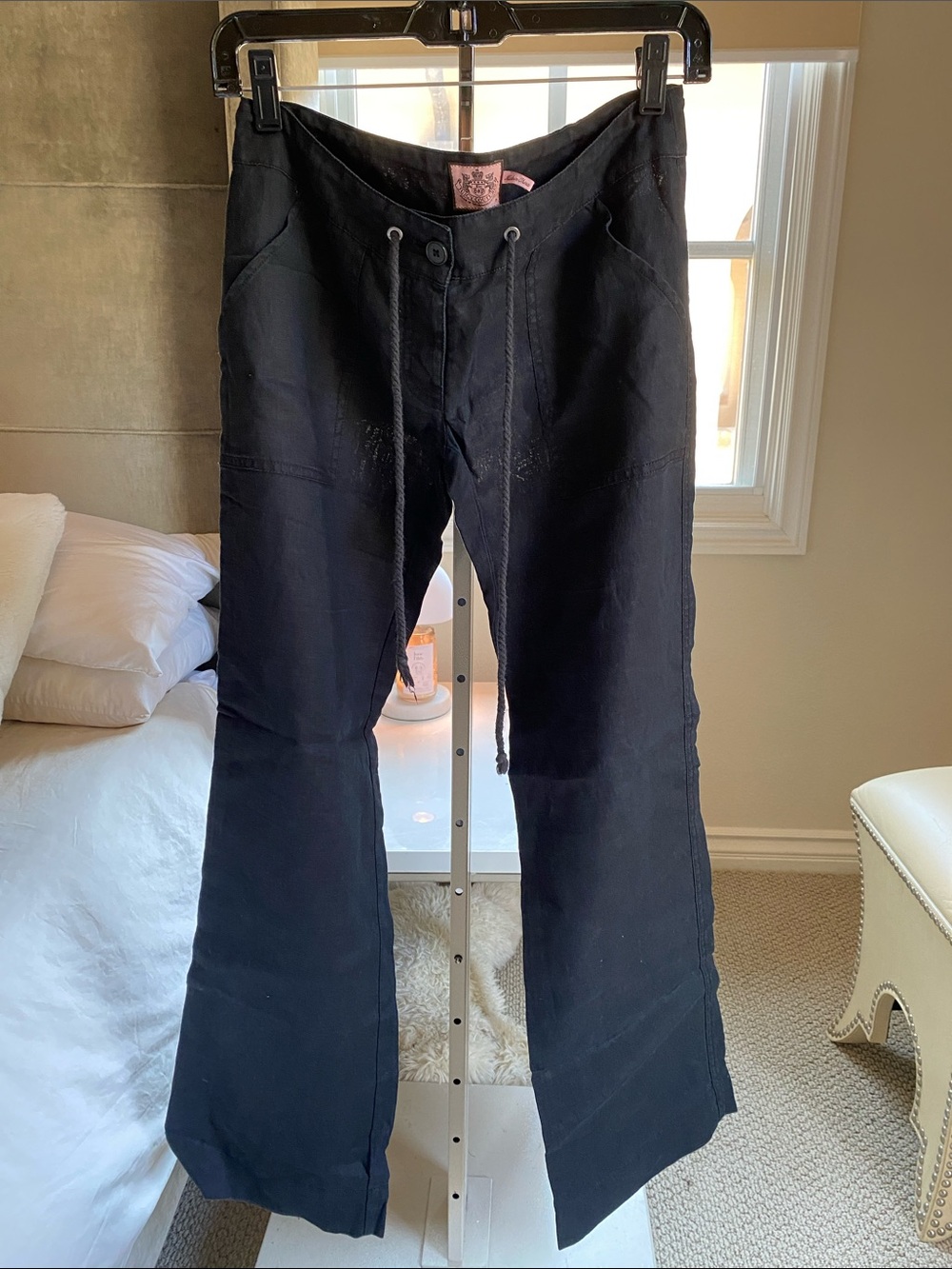 Juicy Couture Women’s Black Wide-Leg Drawstring Pants